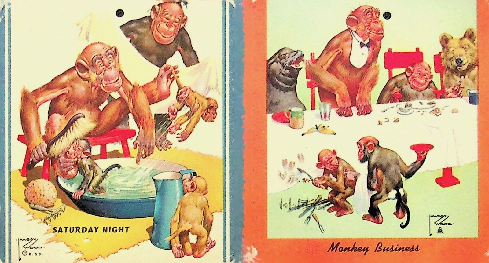 ARTIST-SIGNED LAWSON WOOD TRIMMED POSTCARDS - EE-49