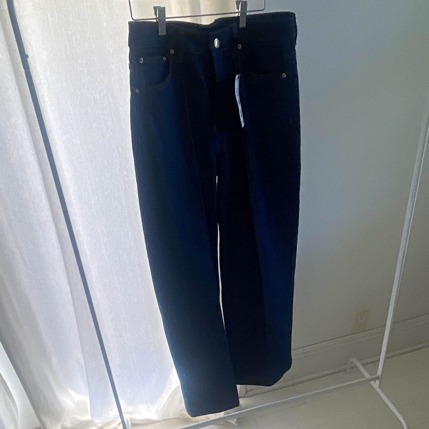 ZARA Man Dark Wash Blue Slim Fit Straight Leg Cotton Denim Jeans, 5-Pocket