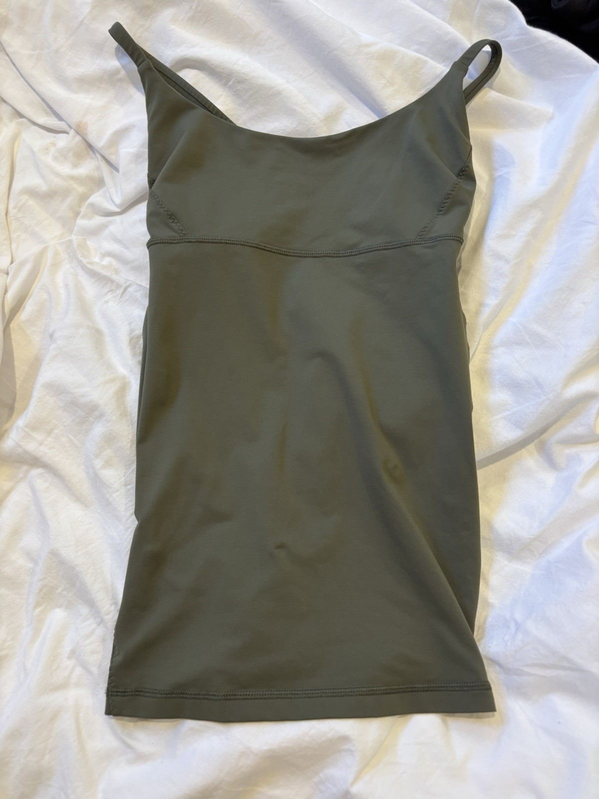 Lululemon Power Y Tank Olive Green Built-In Bra Strappy Yoga Top Size L