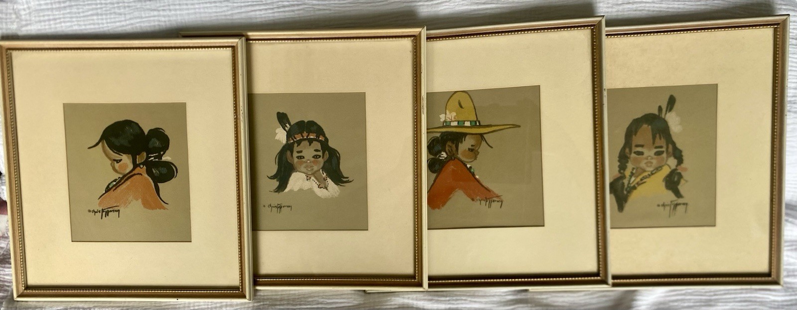Set of 4 Vintage Gerda Christoffersen Native American Girls Set of 4 Vintage Gerda Christoffersen Native American Girls