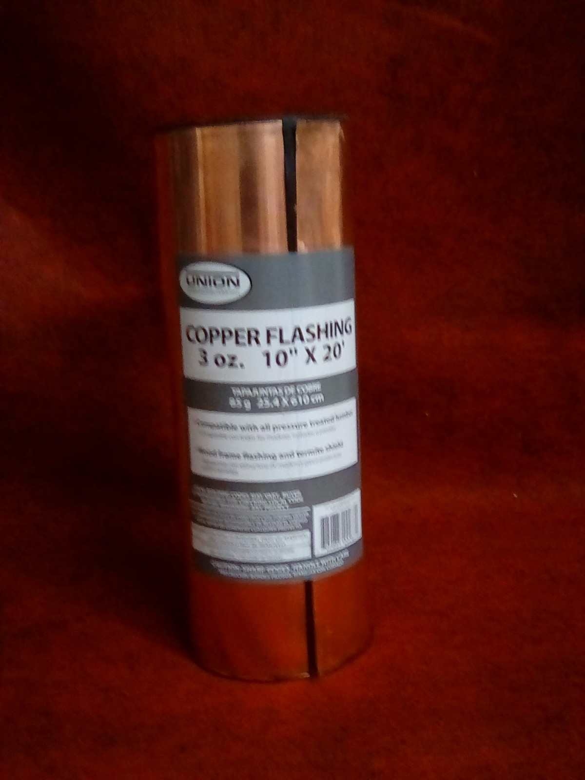 Copper Flashing Roll, 10 inch x 20 feet. Copper Flashing Roll, 10 inch x 20 feet.