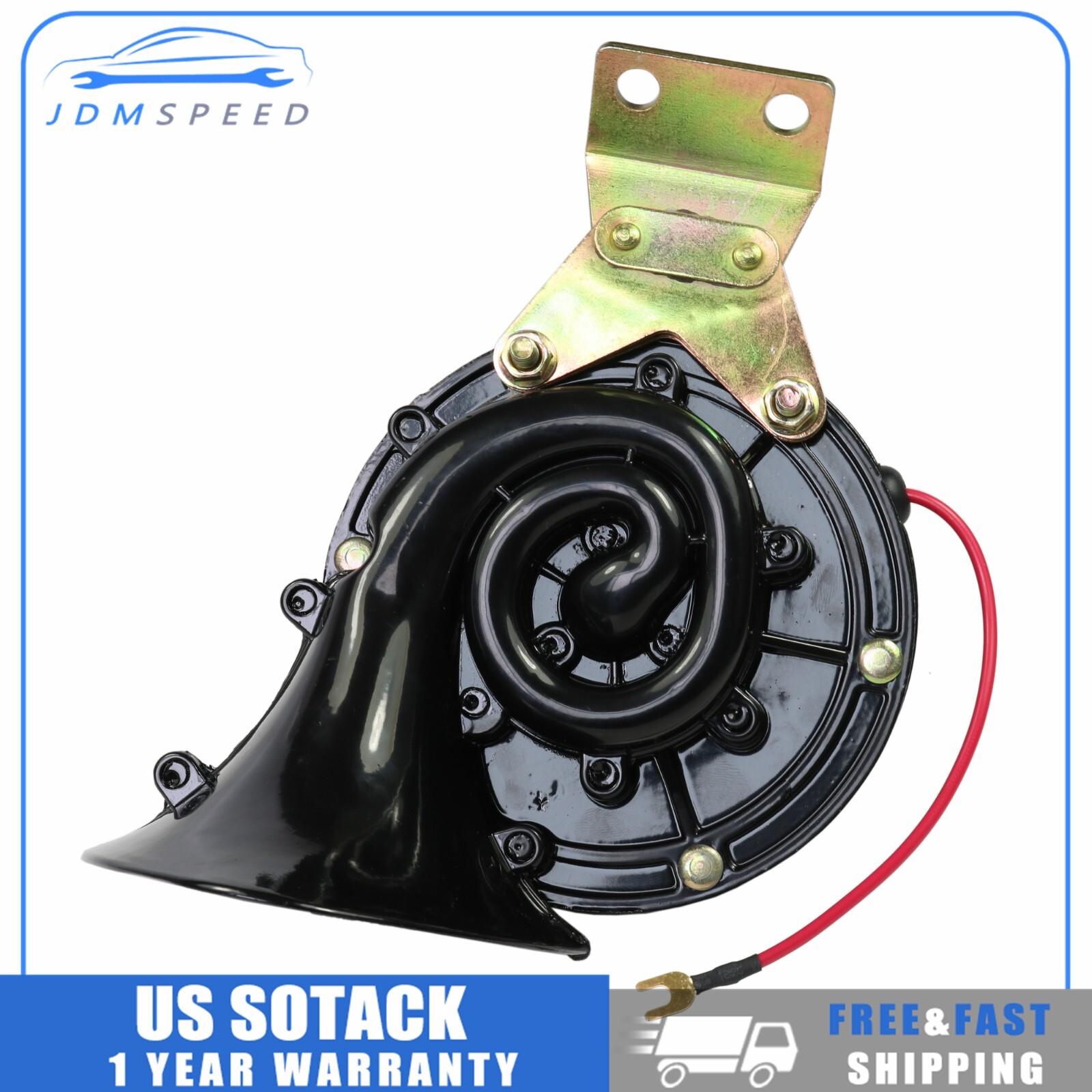 Boat Loud 300DB 12V Electric Snail Air Horn Raging Sound Black Car Motorcycle