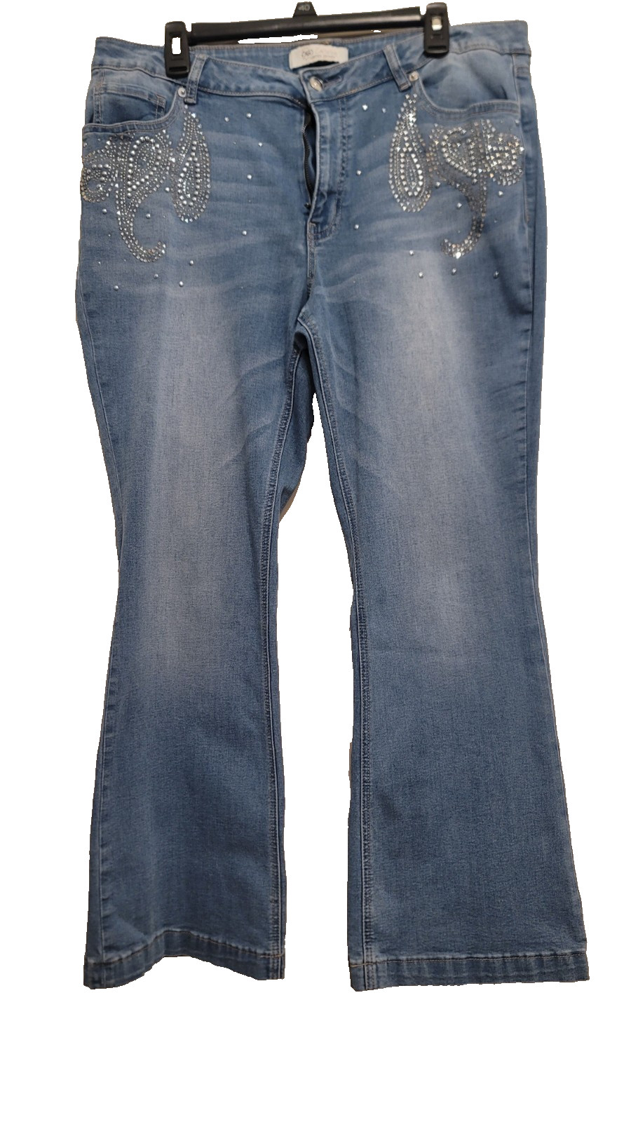 Cato Collection Bling Flare Jeans Size 16 Mid Rise Blue Rodeo Limited