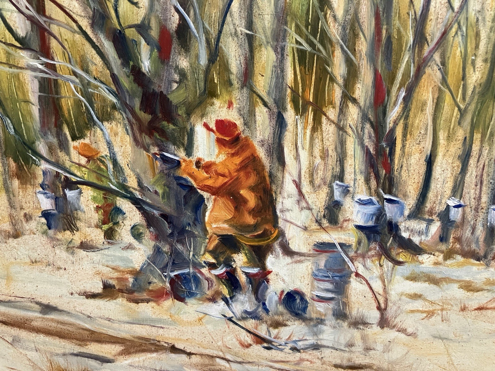 Original Oil Painting. Vermont Maple Sugaring. Listed Artist. Landscape.