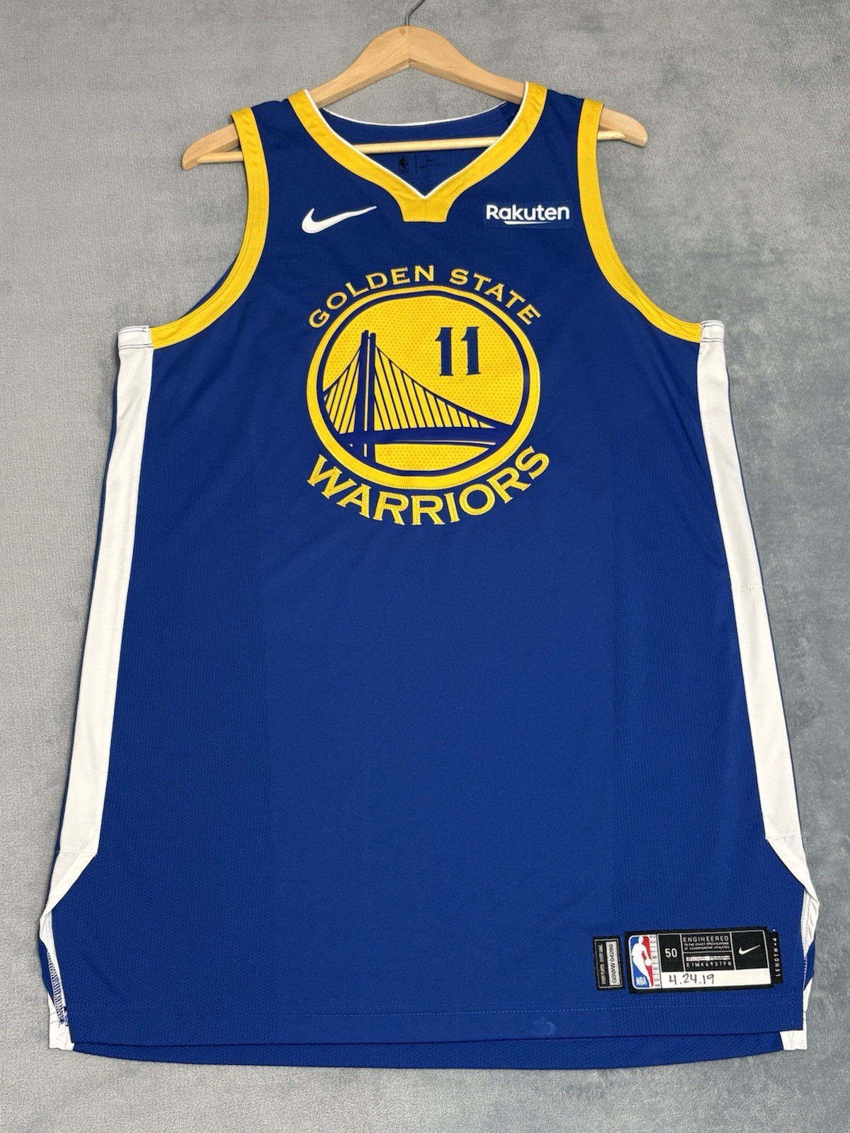 Klay Thompson 2019 NBA Playoffs Game Worn Jersey Warriors Photo-Matched MeiGray
