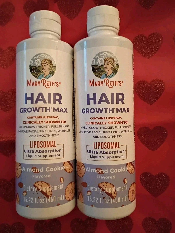 MARY RUTH\'S HAIR GROWTH MAX Lipsomal Containing Lustriva 15.22oz 2 Bottles MARY RUTH\'S HAIR GROWTH MAX Lipsomal Containing Lustriva 15.22oz 2 Bottles
