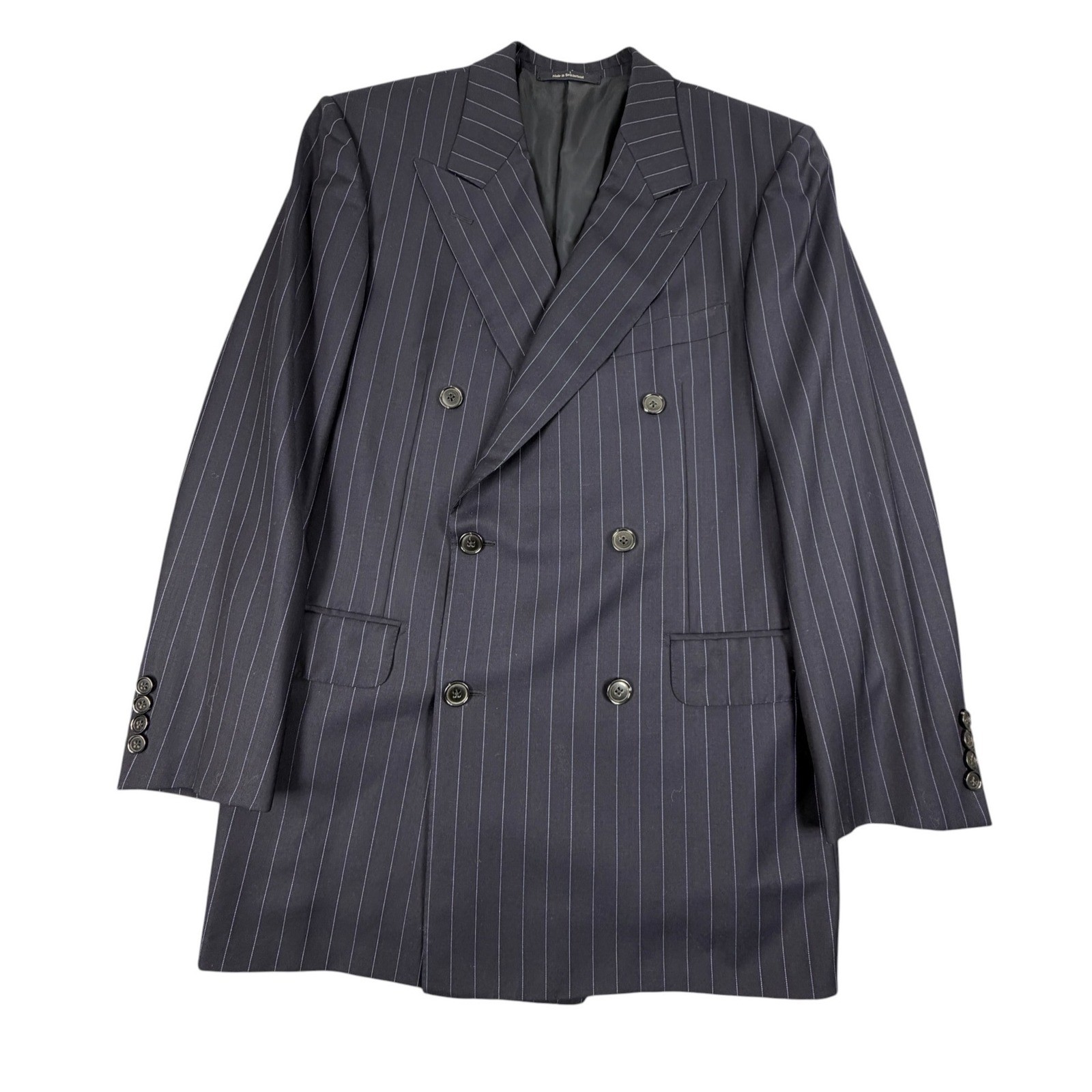Ermenegildo Zegna Su Misura Double Breasted Blazer Pinstripe Blue IT 48R US 38R Ermenegildo Zegna Su Misura Double Breasted Blazer Pinstripe Blue IT 48R US 38R