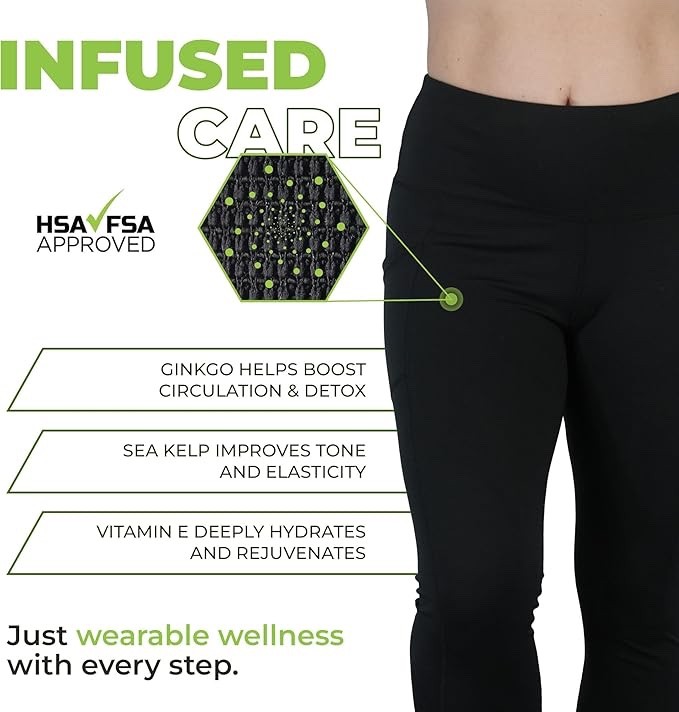Green drop High Waist Anti Cellulite Leggings - Large