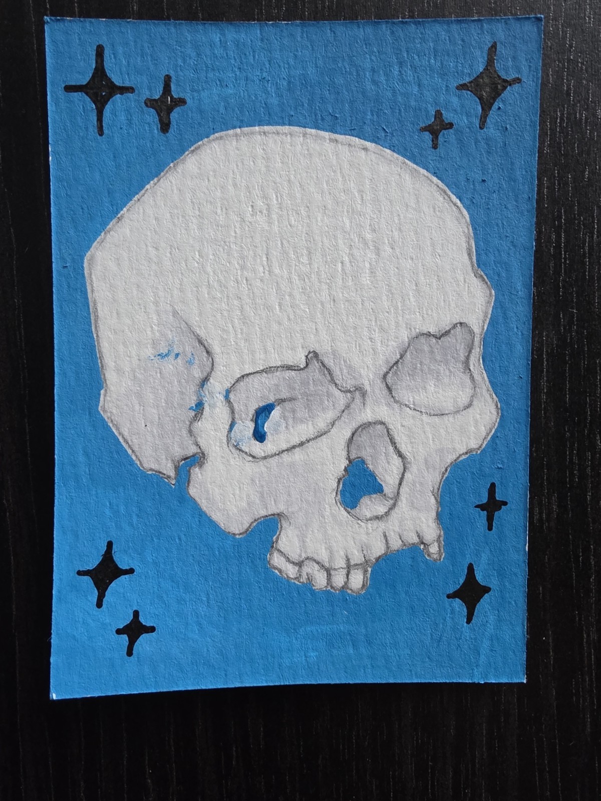ACEO Original Moody Skull Watercolor Horror Drama Theater Hand By AliArtThings ACEO Original Moody Skull Watercolor Horror Drama Theater Hand By AliArtThings