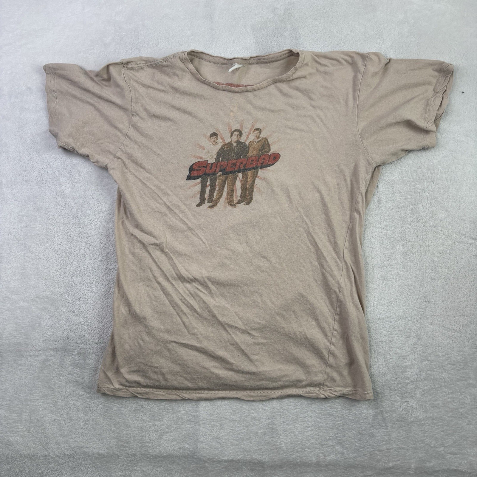 VTG 2007 Superbad Beige Short Sleeve Graphic Movie Promo Shirt Men\'s Medium