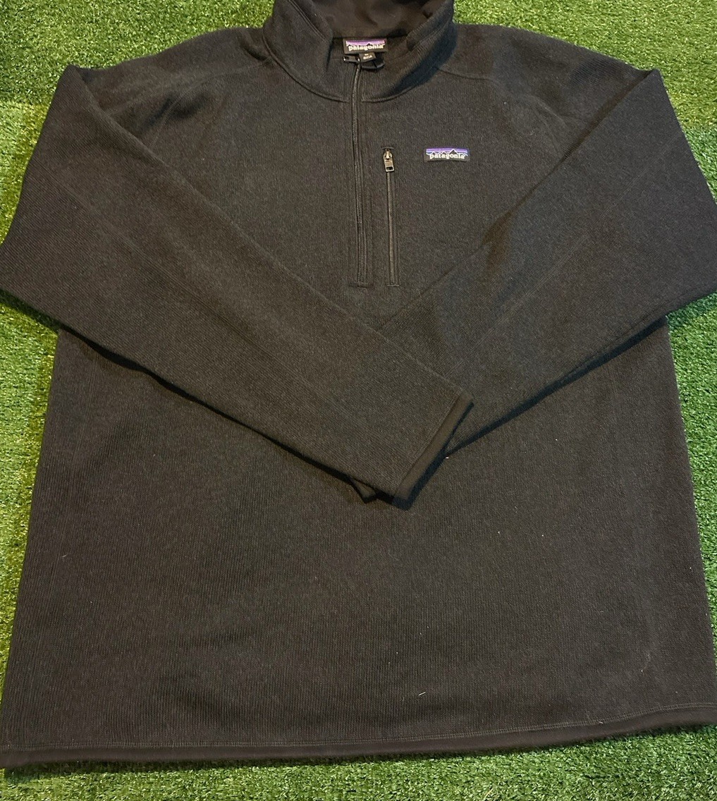Patagonia jacket mens XL black better sweater 1/4 zip pullover fleece hiking 