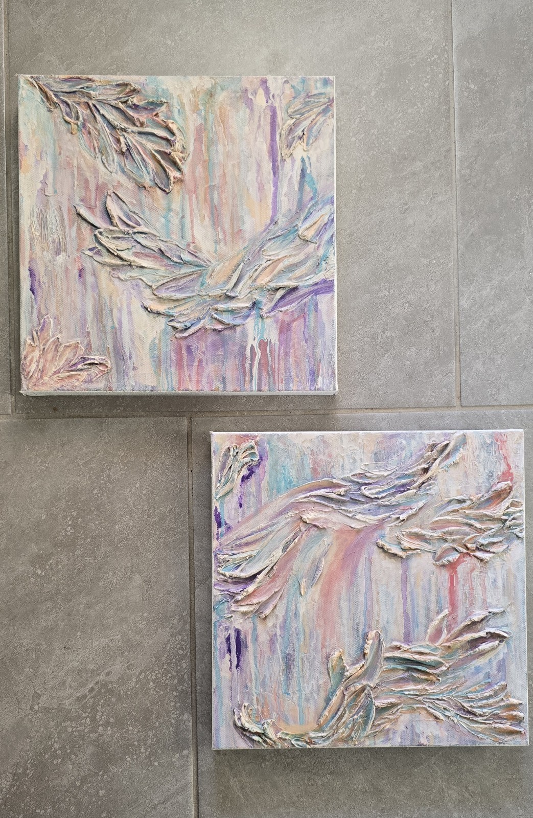 T. Wilkins Original Mixed Media Abstract Painting 12x12x1.5 Signed Canvas Art