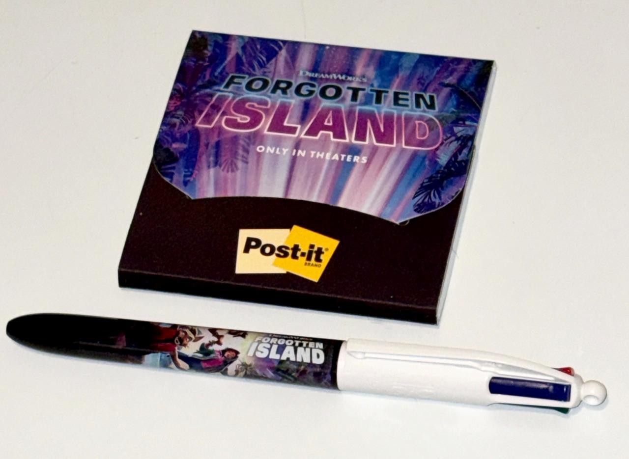 DreamWorks Forgotten Island (2026) Promo 80's Retro 4- Color Pen and Post-It Pad