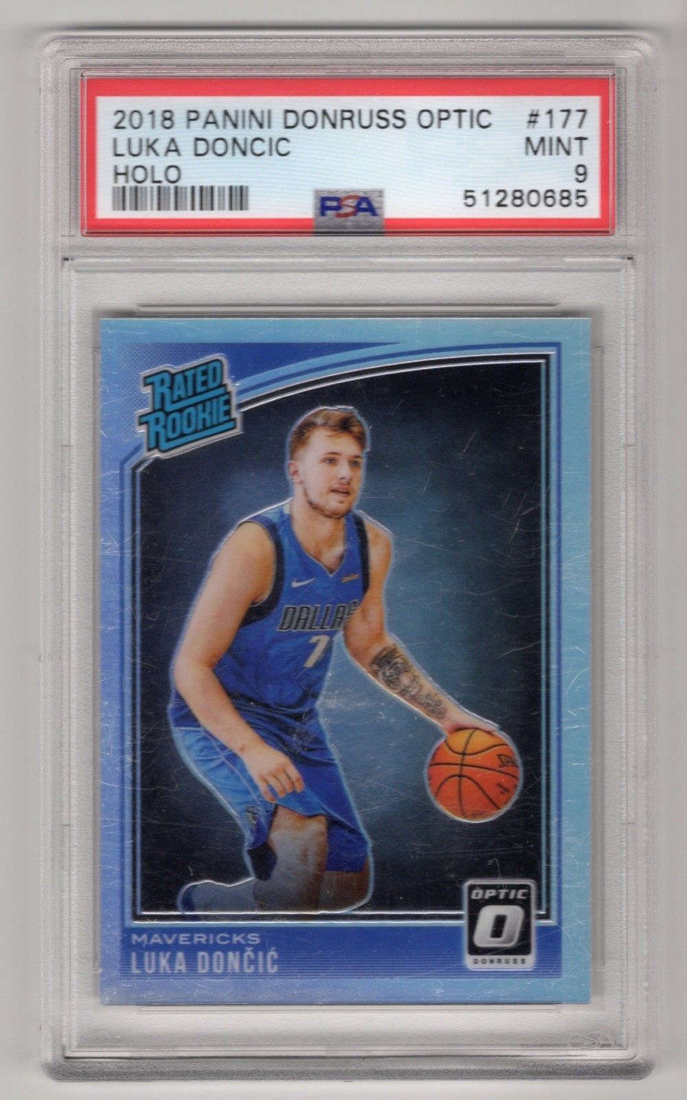 2018 Panini Donruss Optic Luka Doncic Rated Rookie Holo PSA 9 #177 RC Mavericks 2018 Panini Donruss Optic Luka Doncic Rated Rookie Holo PSA 9 #177 RC Mavericks