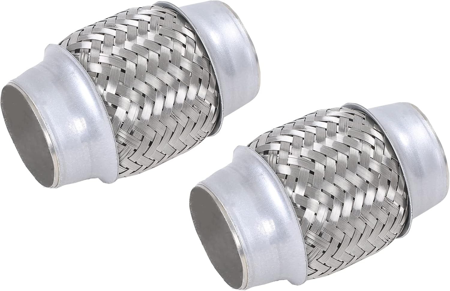 2PCS Exhaust Flex Pipe Stainless Steel Double Braid 1.75\