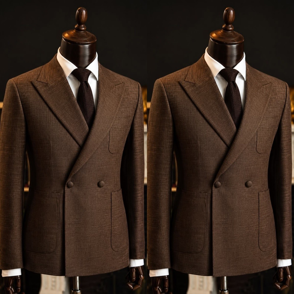 Classic 2 Pcs Men Suit Double Breasted Peak Lapel Party Prom Tuxedos Men Blazer