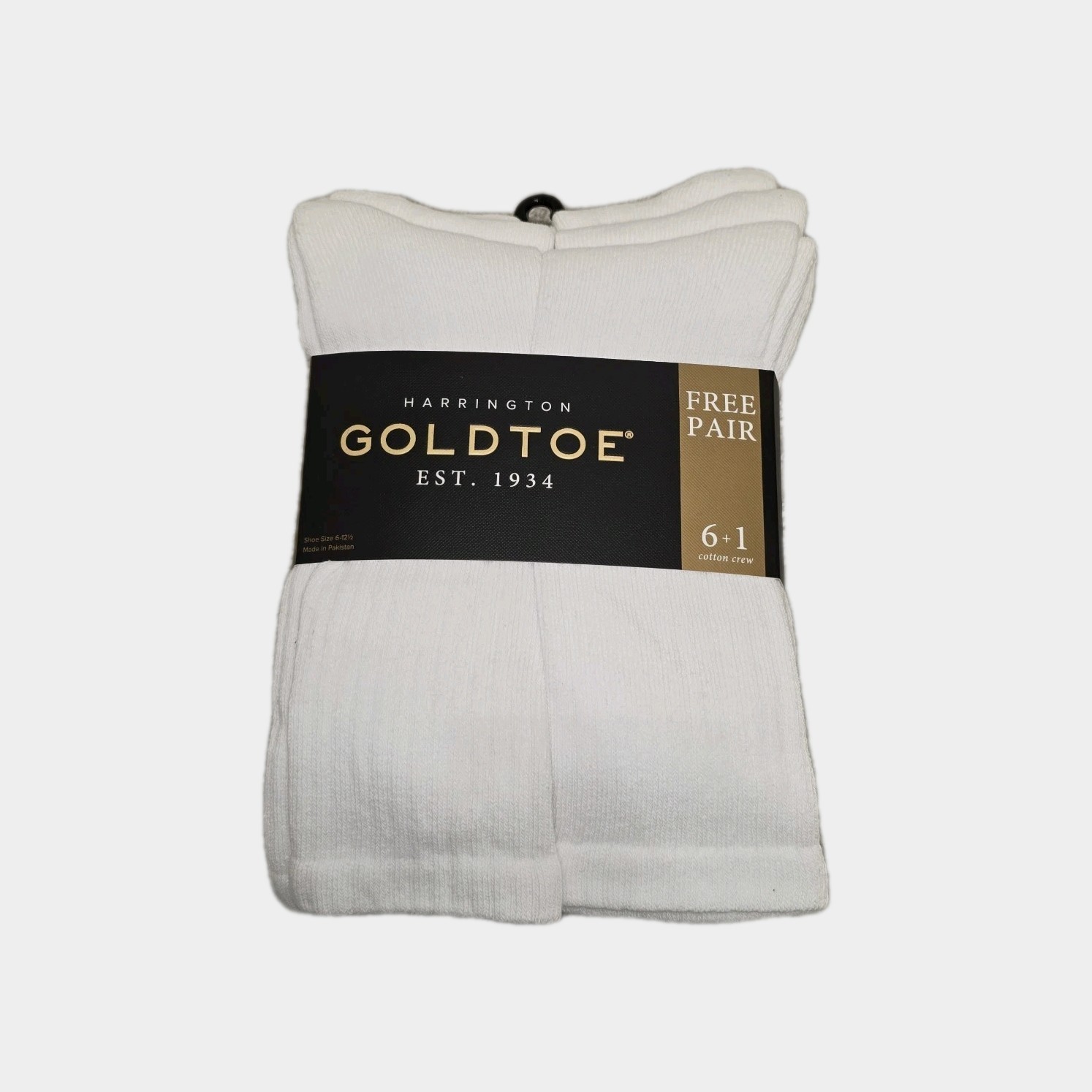 New GoldToe Men\'s White Crew Socks 7 Pack Harrington Collection Size 6-12.5