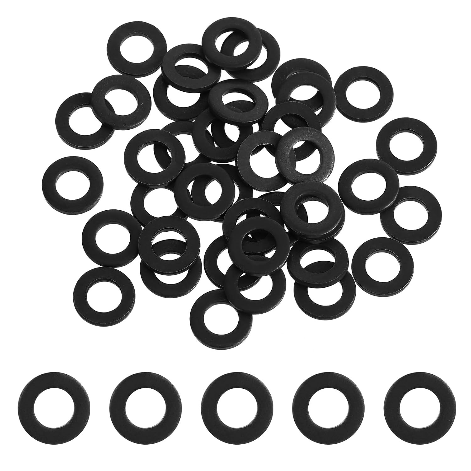 40Pcs M6 Black Flat Washer Carbon Steel Black Coating Blacks Washer Stainless