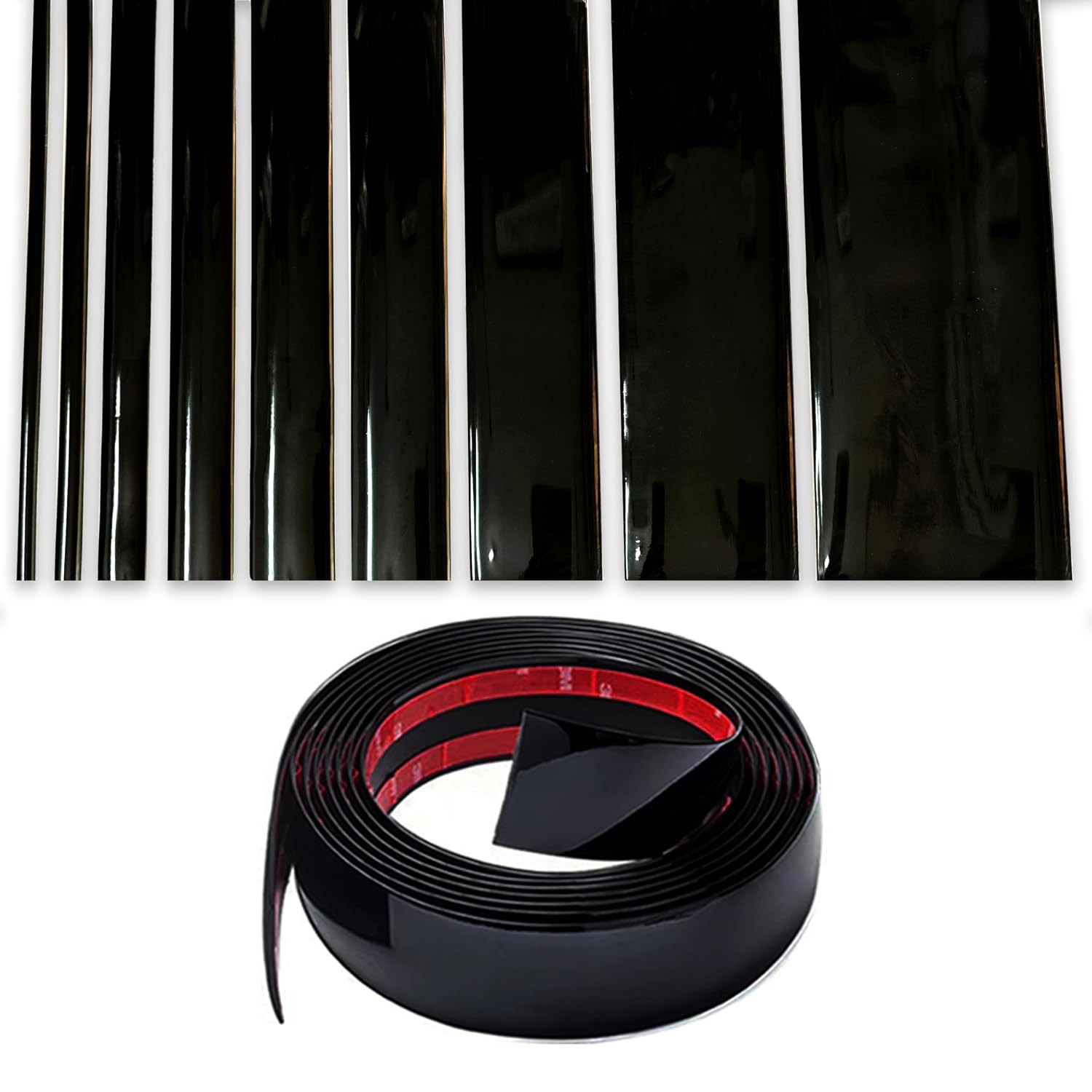 16ft Glossy Black Universal Auto Molding Trim 1-9/16inch Wide Bumper Trim Kit