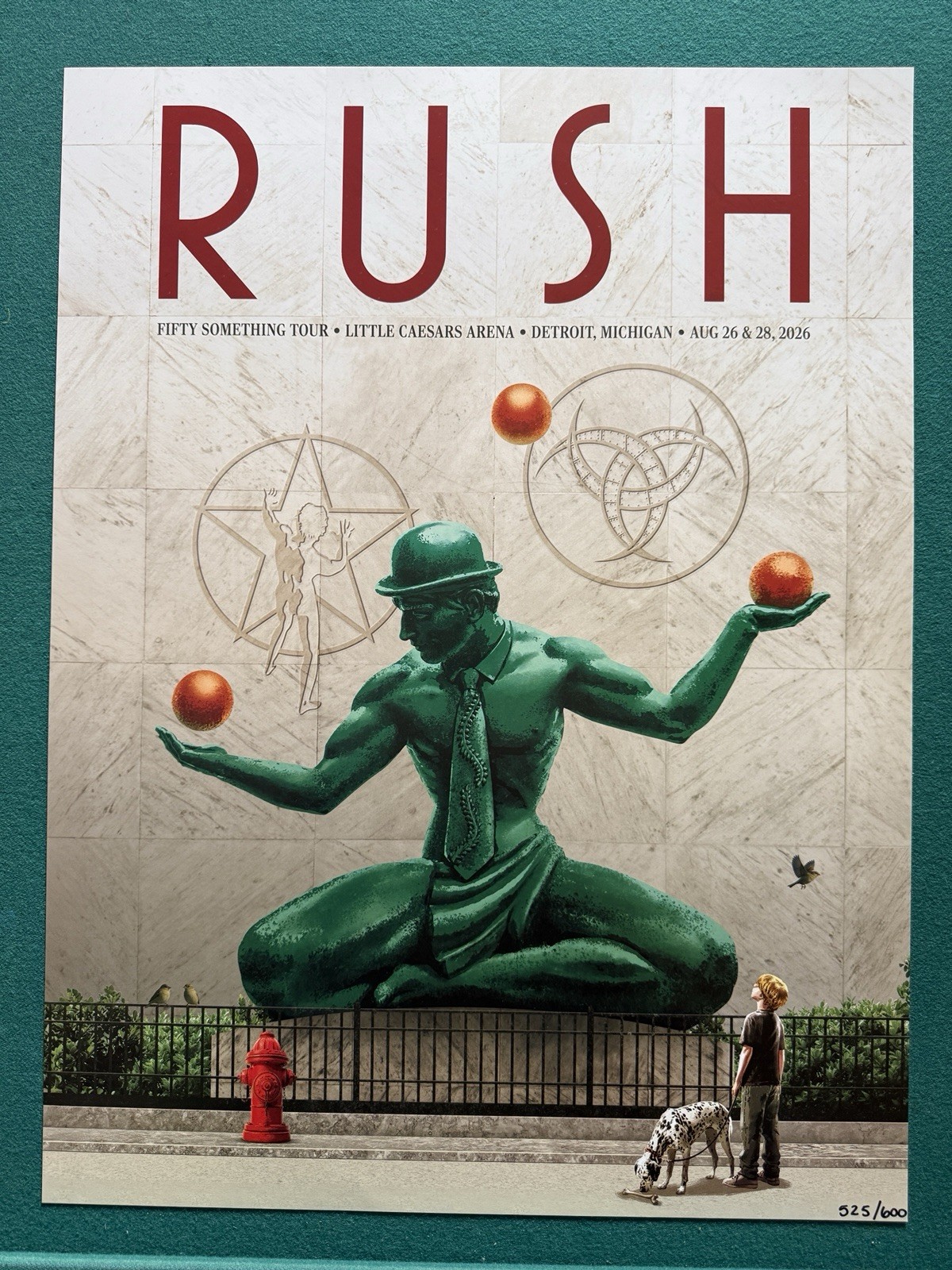 RUSH 50 Something Tour 8/26th, 28th 2026 Detroit LCA Poster #525/600 Authentic