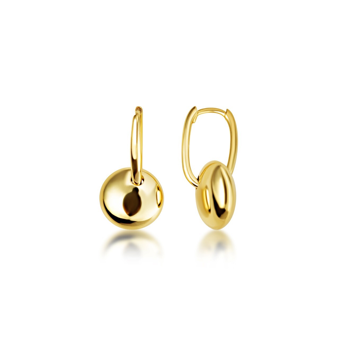 14K Yellow Gold Circle Drop Dangle Earrings