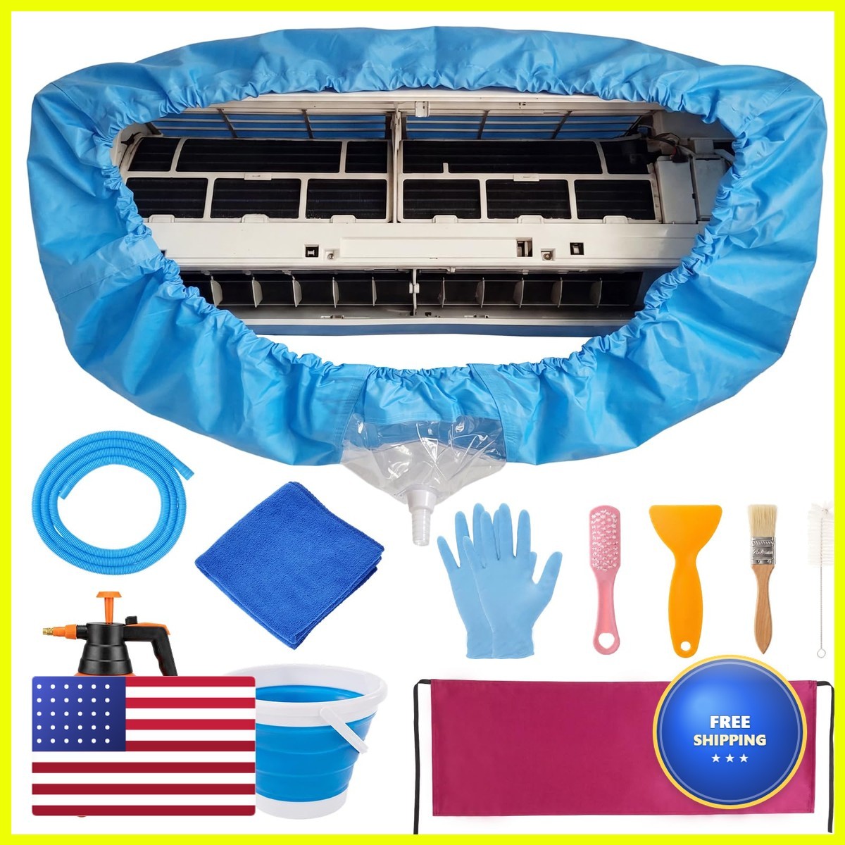 Gleom 11 PCS Mini Split Cleaning Kit AC Cleaning Cover, 2L Sprayer, Brush Set Gleom 11 PCS Mini Split Cleaning Kit AC Cleaning Cover, 2L Sprayer, Brush Set