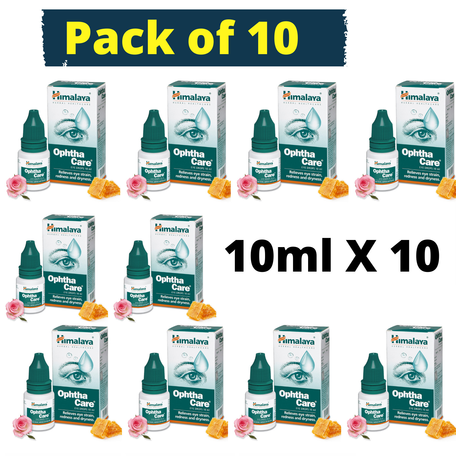 10 Packs X Himalaya OPTHACARE Eye Drops (10 ml) Each Opthacare | 