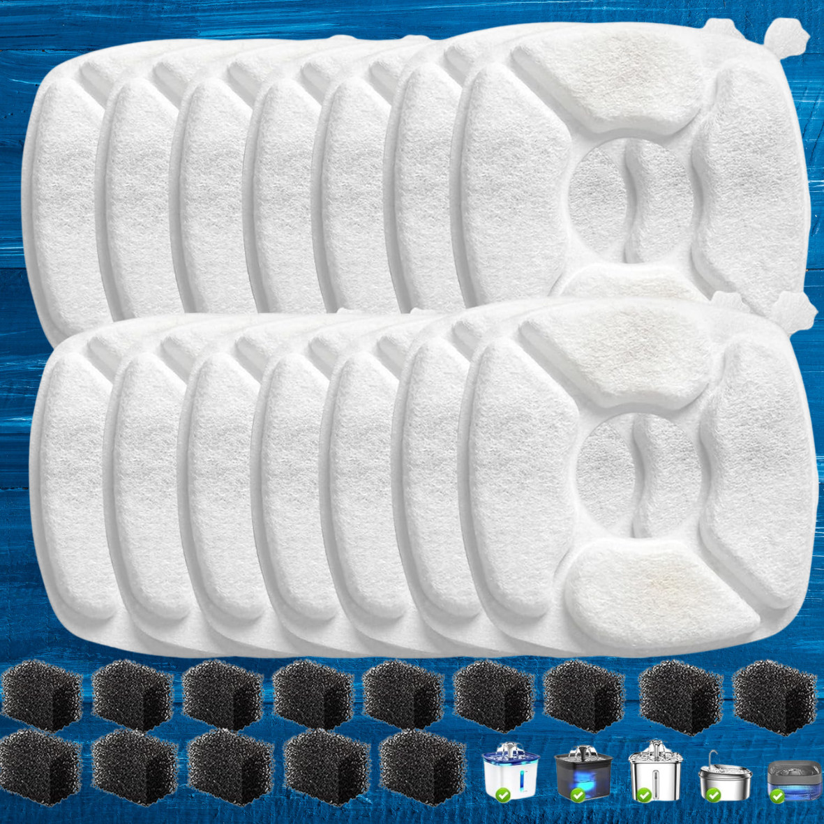 28PCS Pet Cat&Dog Replacement Filters Fits for Veken 95/ 67/135oz Water Fountain