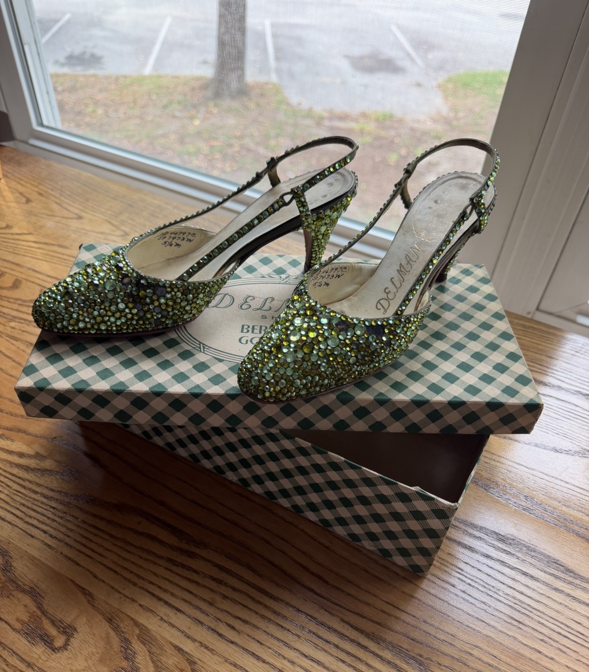 RARE 1940s–50s Delman Bergdorf Goodman Rhinestone Jeweled Heels w/ Original Box RARE 1940s–50s Delman Bergdorf Goodman Rhinestone Jeweled Heels w/ Original Box
