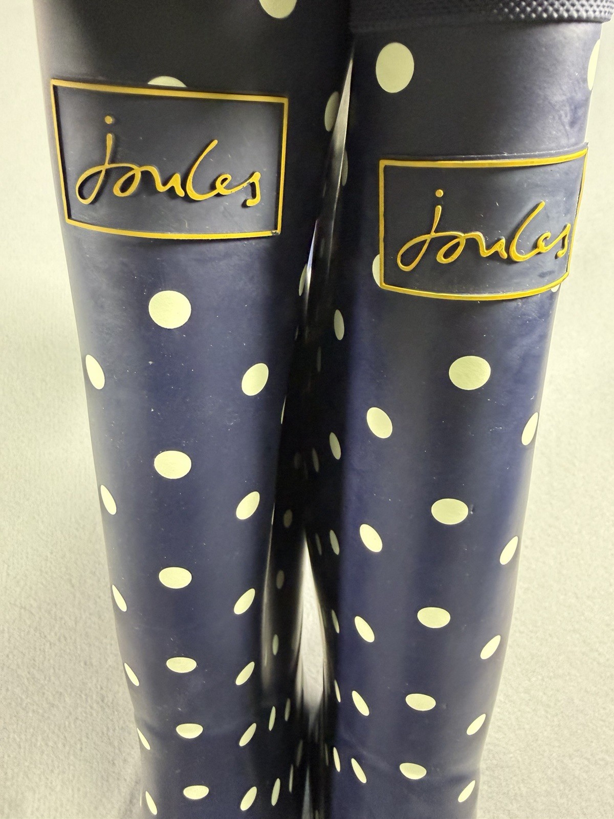 Joules Women’s Polka Dot Welly Rain Boots Navy White Yellow US 10
