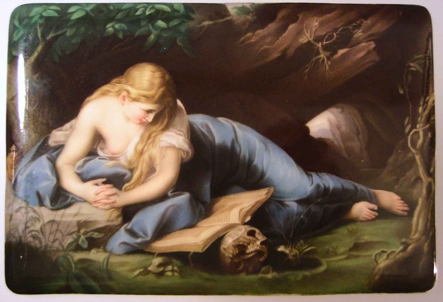 Antique Dresden Hand Painted Penitent Magdalene Miniature Porcelain Signed