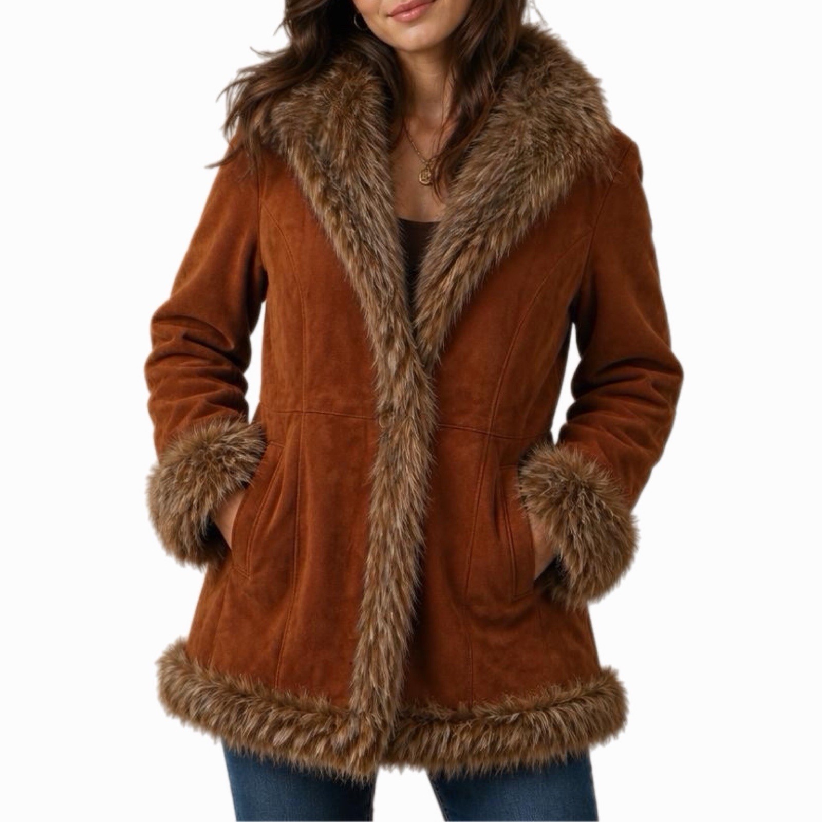Vintage Wilsons Leather Pelle Studio Penny Lane Coat Y2K Leather Fur Trim - M Vintage Wilsons Leather Pelle Studio Penny Lane Coat Y2K Leather Fur Trim - M