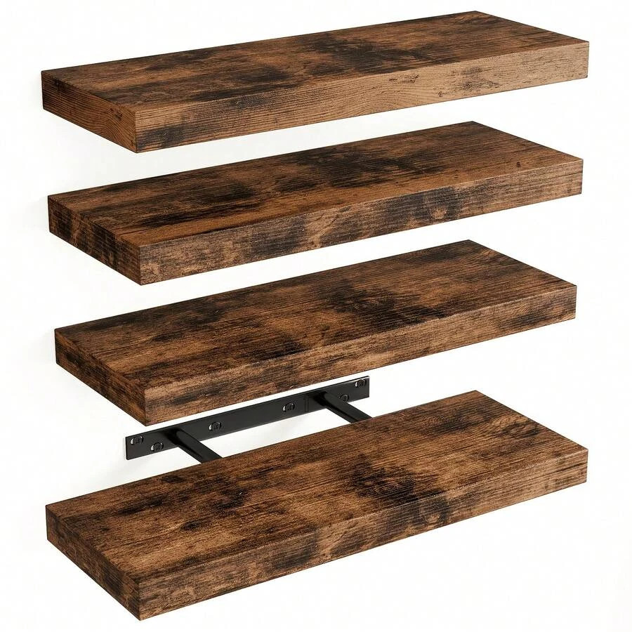 NEW Senmeo 4Pcs 15.8 Inch Floating Wall Shelves, Hidden Bracket Wall Mount Rack