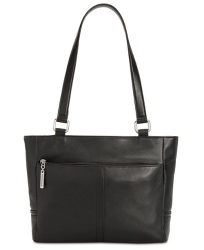 Giani Bernini Nappa Classic Leather Tote Bag Women\'s Black Zipper/Snap Closure Giani Bernini Nappa Classic Leather Tote Bag Women\'s Black Zipper/Snap Closure
