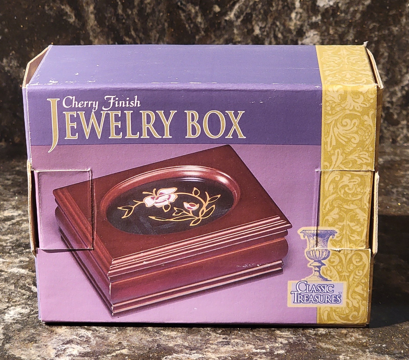 Vintage Classic Treasures Small Wood Jewelry Box Cherry Finish - NOS Vintage Classic Treasures Small Wood Jewelry Box Cherry Finish - NOS