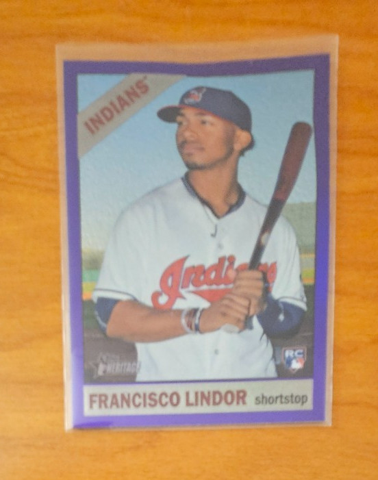 Francisco Lindor RC -2015 Topps Heritage Chrome Purple Refractor No.717 Rookie