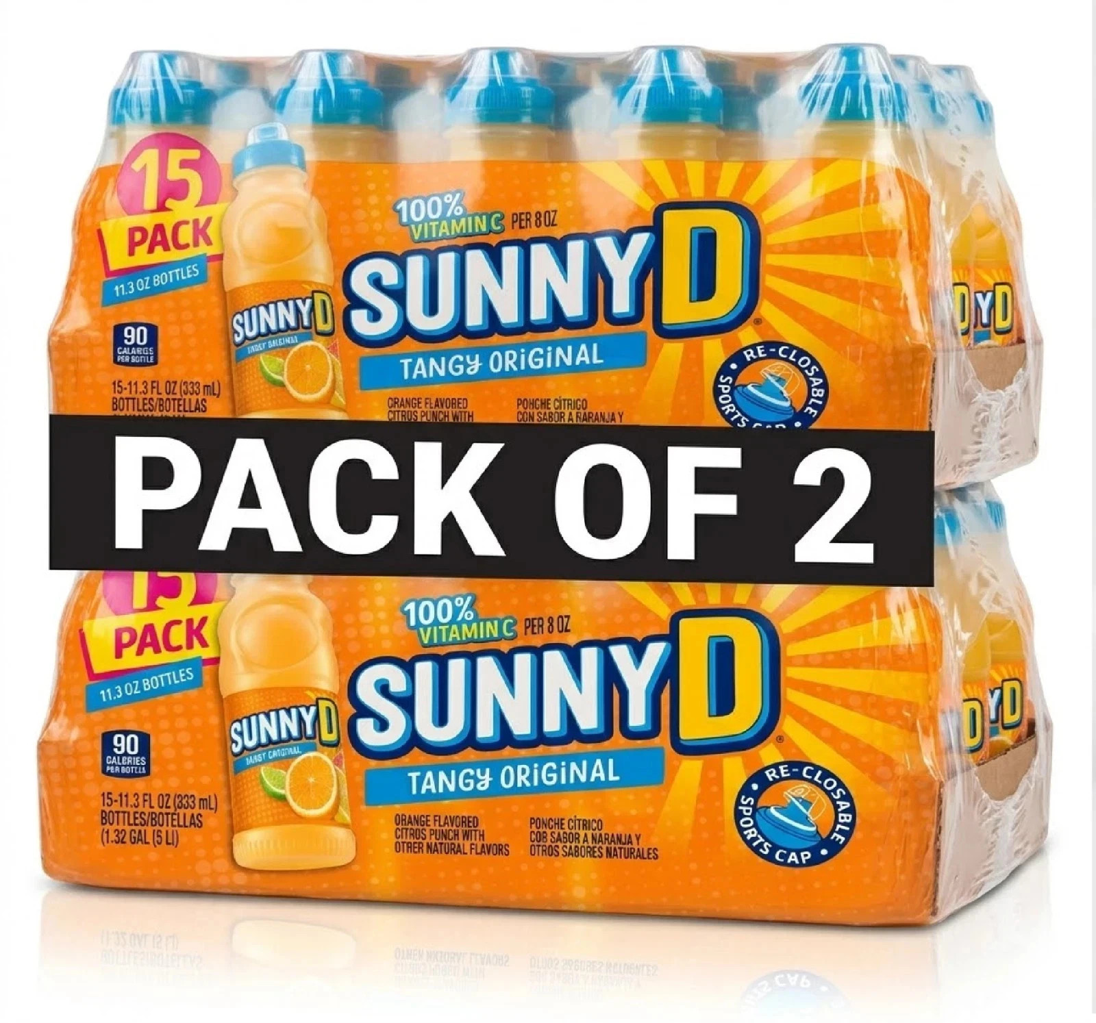 ( 2 PACK) SUNNYD Tangy Original Orange Juice Drink, 30 Count, 11.3 fl oz. ( 2 PACK) SUNNYD Tangy Original Orange Juice Drink, 30 Count, 11.3 fl oz.
