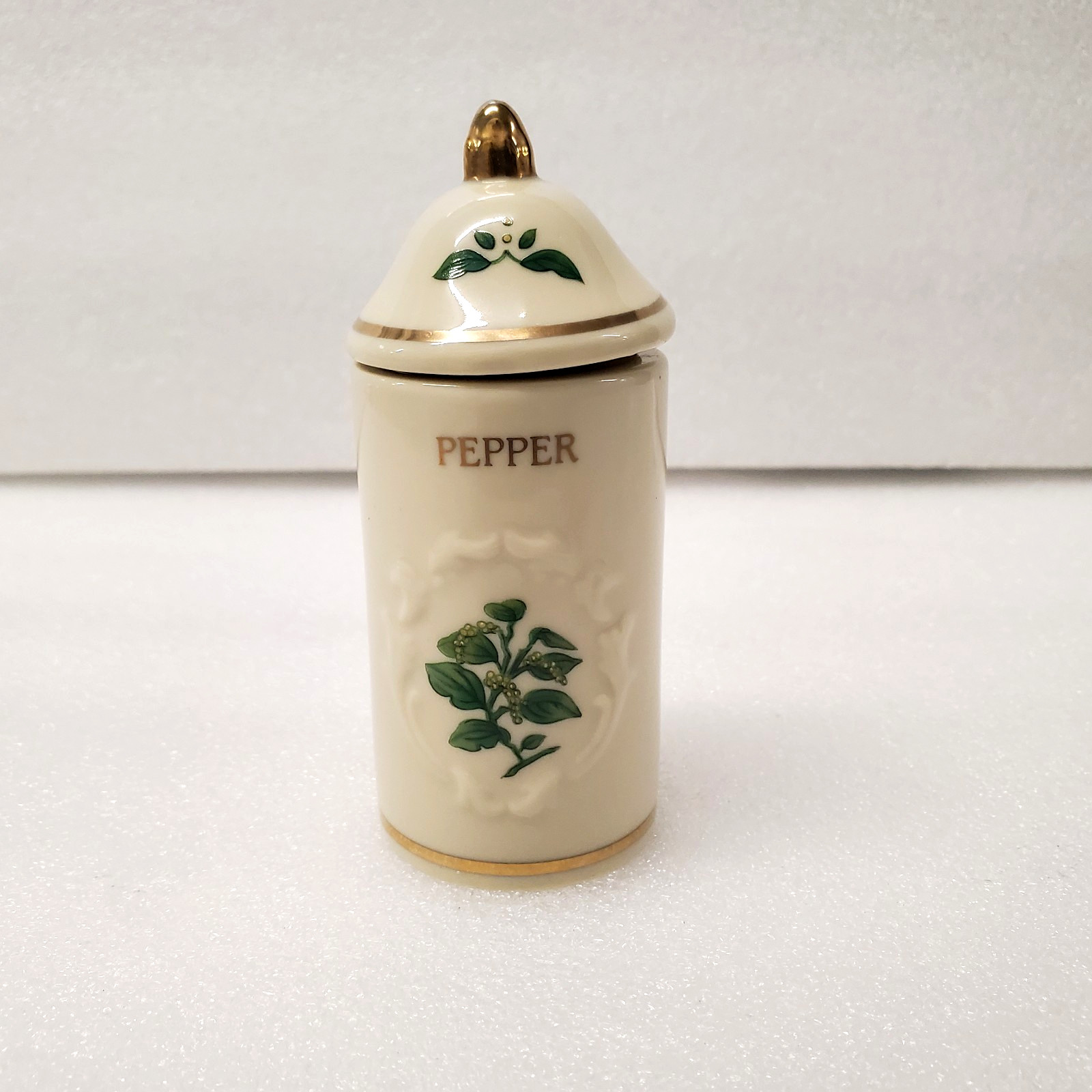 Vintage Lenox Spice Garden Pepper Jar 1992 Lidded Fine Porcelain Kitchen Decor
