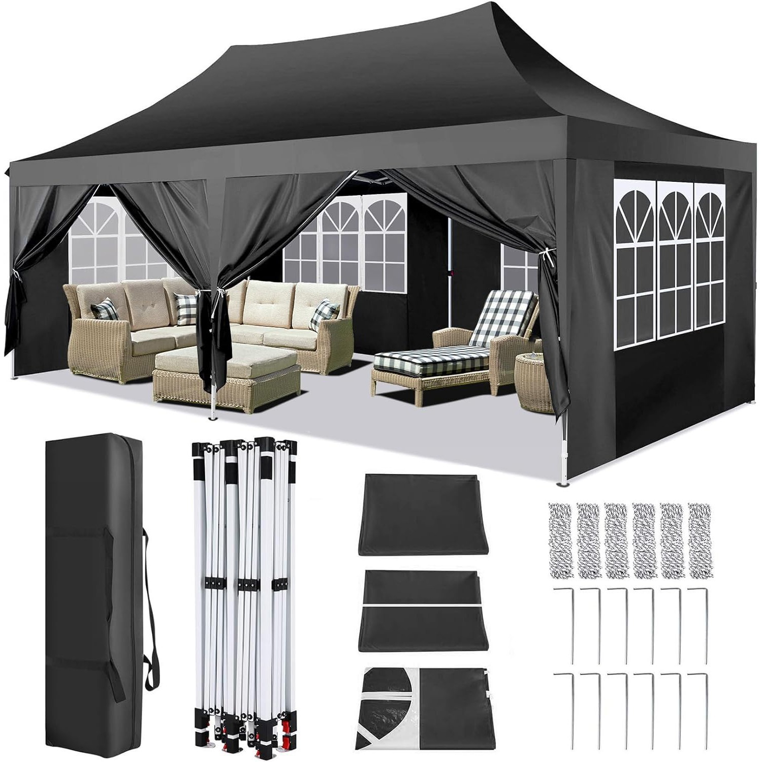 10x20 Pop Up Canopy Heavy Duty Commercial Instant Tent Waterproof Party Gazebo