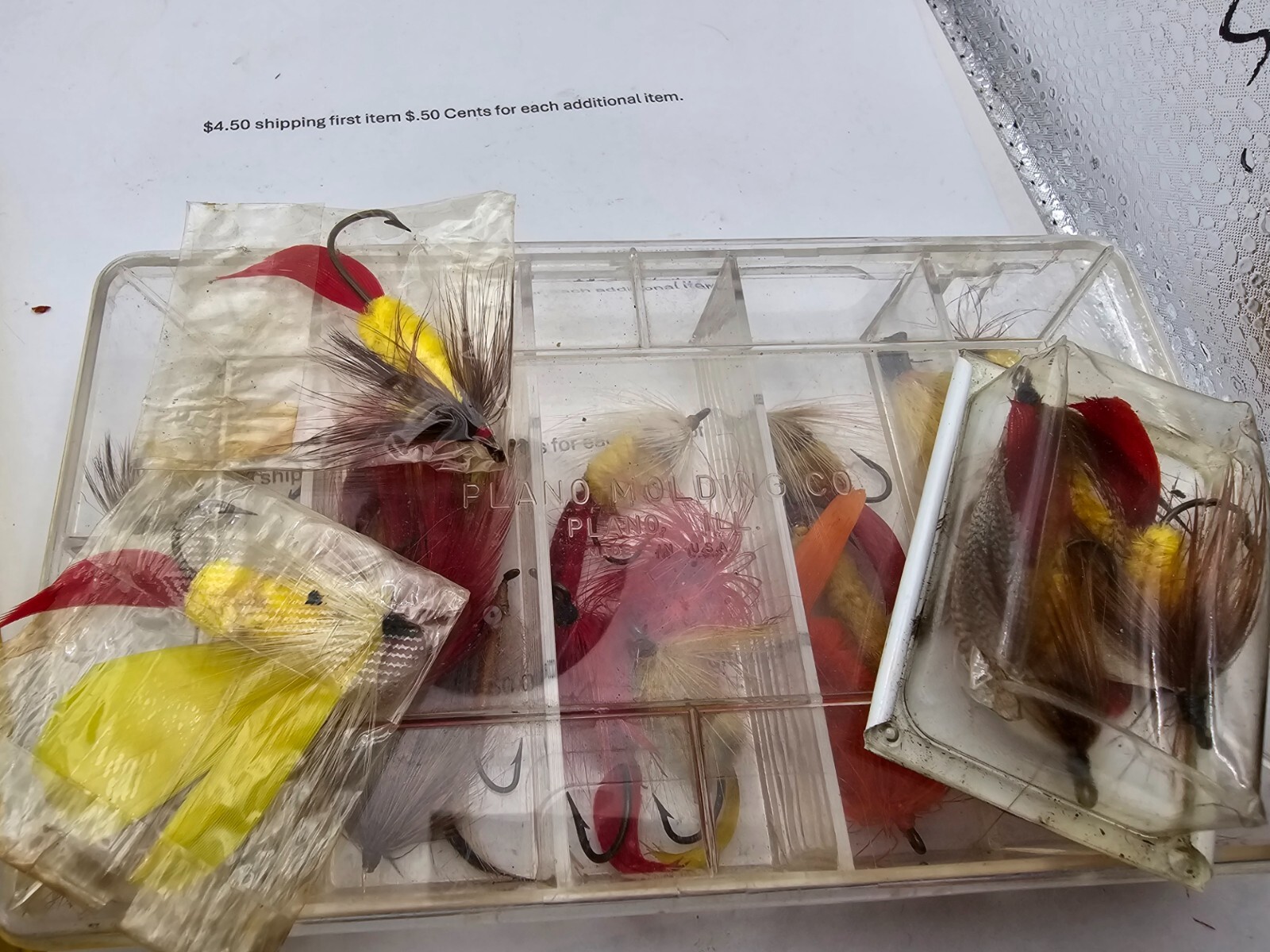 Vintage Salmon Steelhead Bass 23 Fly fishing Flies Wooly Feather (5 NOS) Box inc Vintage Salmon Steelhead Bass 23 Fly fishing Flies Wooly Feather (5 NOS) Box inc
