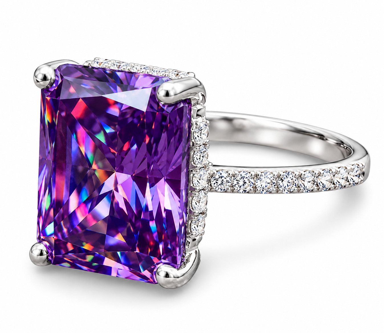 HUGE Luxury 21.75 Ct Certified Purple Diamond Solitaire Ring-FREE Studs
