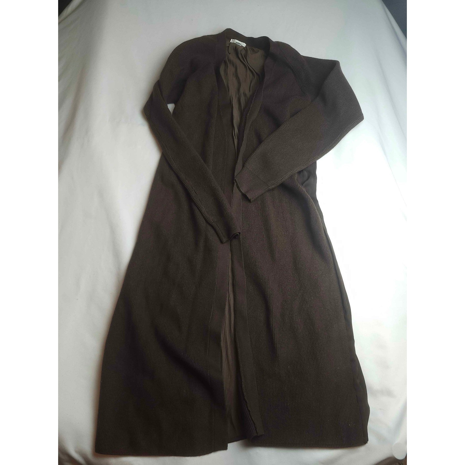 Cato Womens Brown Mixed Media Longline Duster Cardigan Sweater Size M