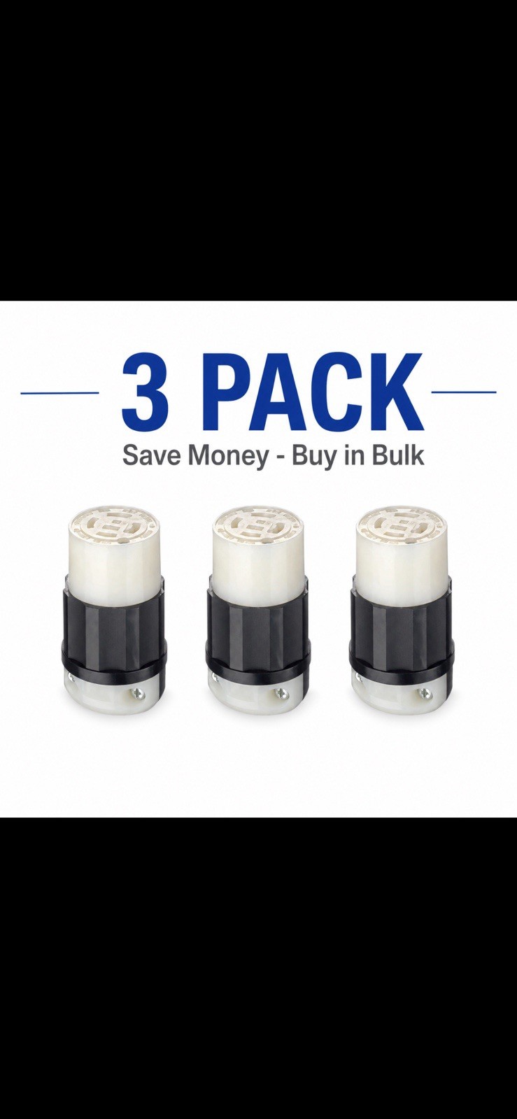3-PACK-Leviton 2723 Locking Connector 3-Pole 4-Wire Grounding 30A 250V