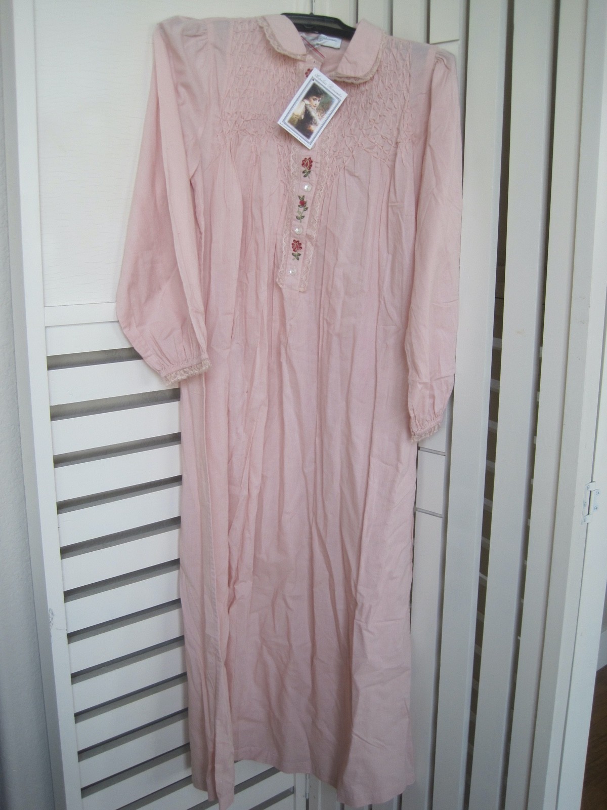 Hopeless Romantic Victorian Trading Co. Smocked Rose Pink XS Nightgown Vintage