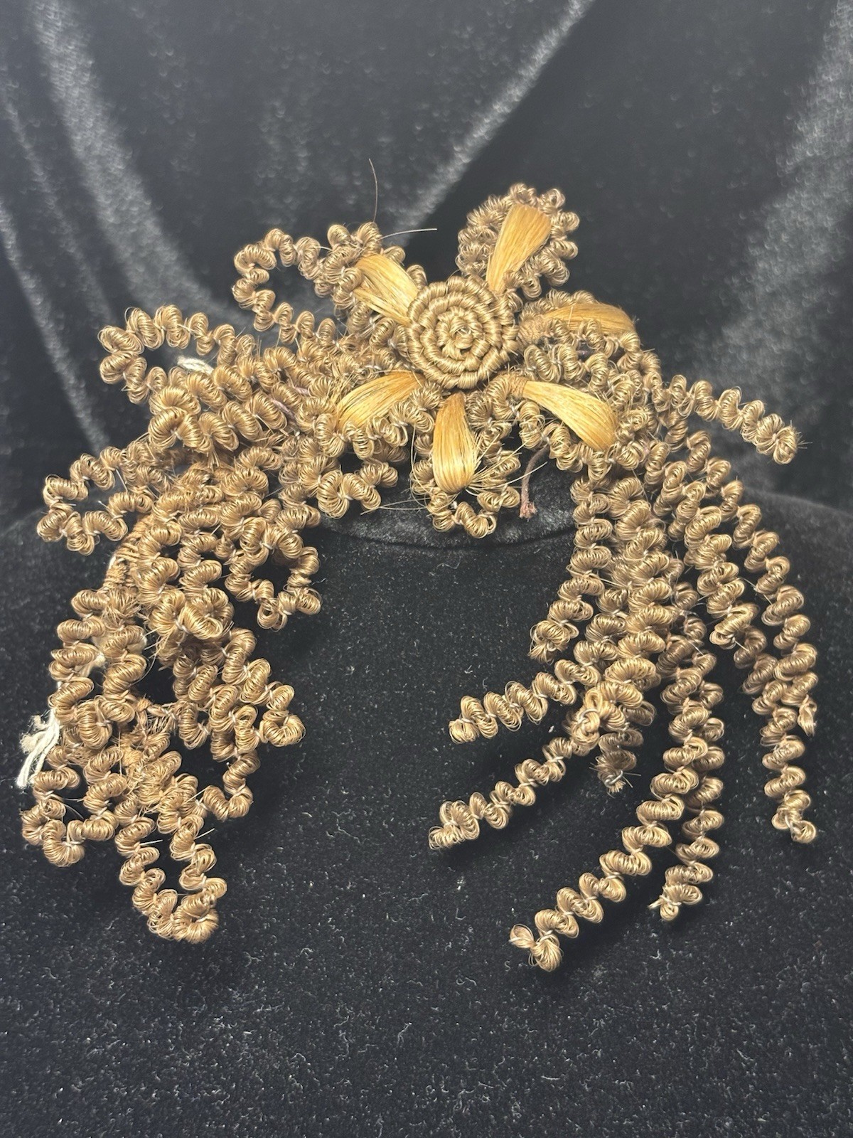 Intricate Victorian Hair Flower - Antique Victorian Era - Brown