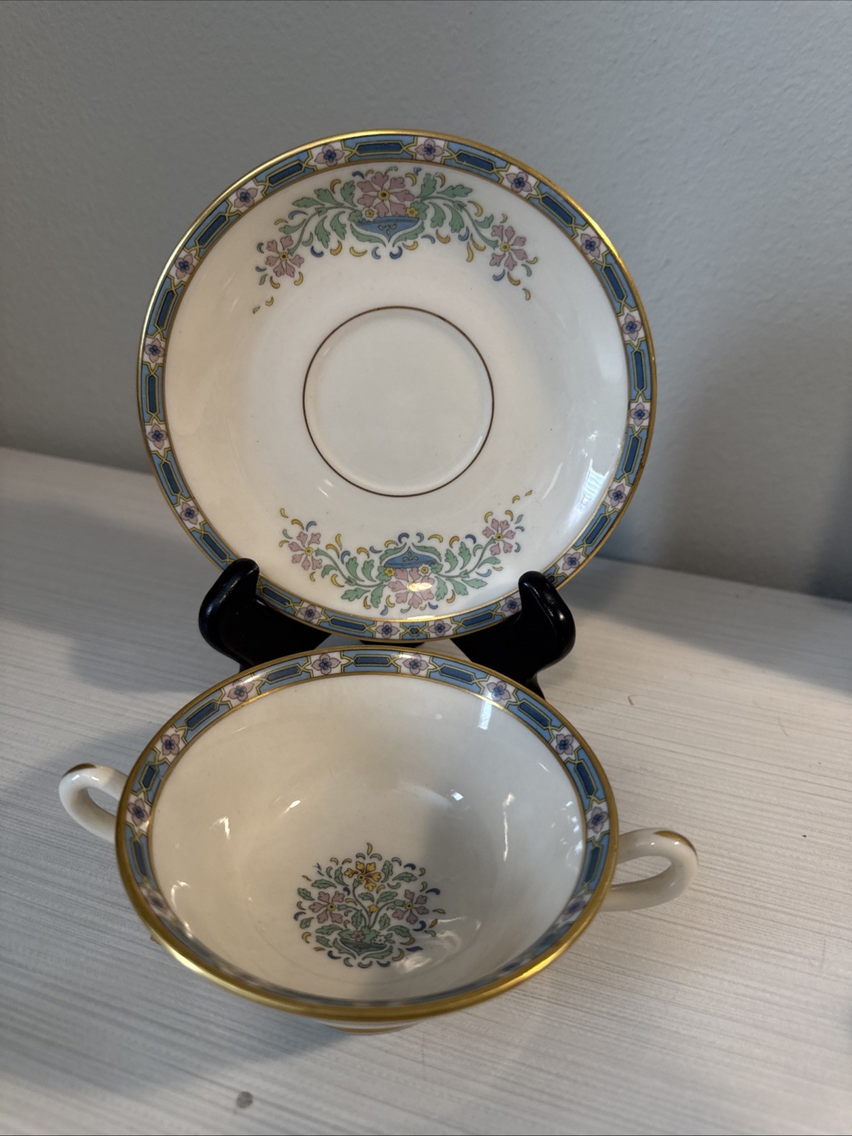 Lenox Mystic Footed Cream Soup Bowl & Saucer Set