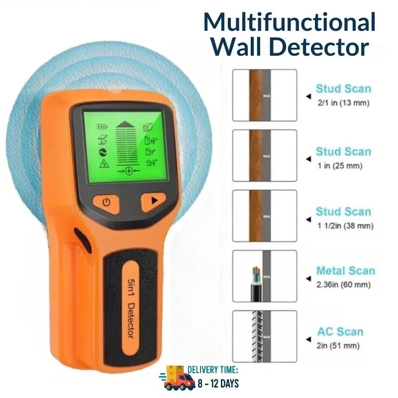 5 in 1 Electric Detector Wall Wood Metal Sensor Wire Stud Finder Cable Scanner