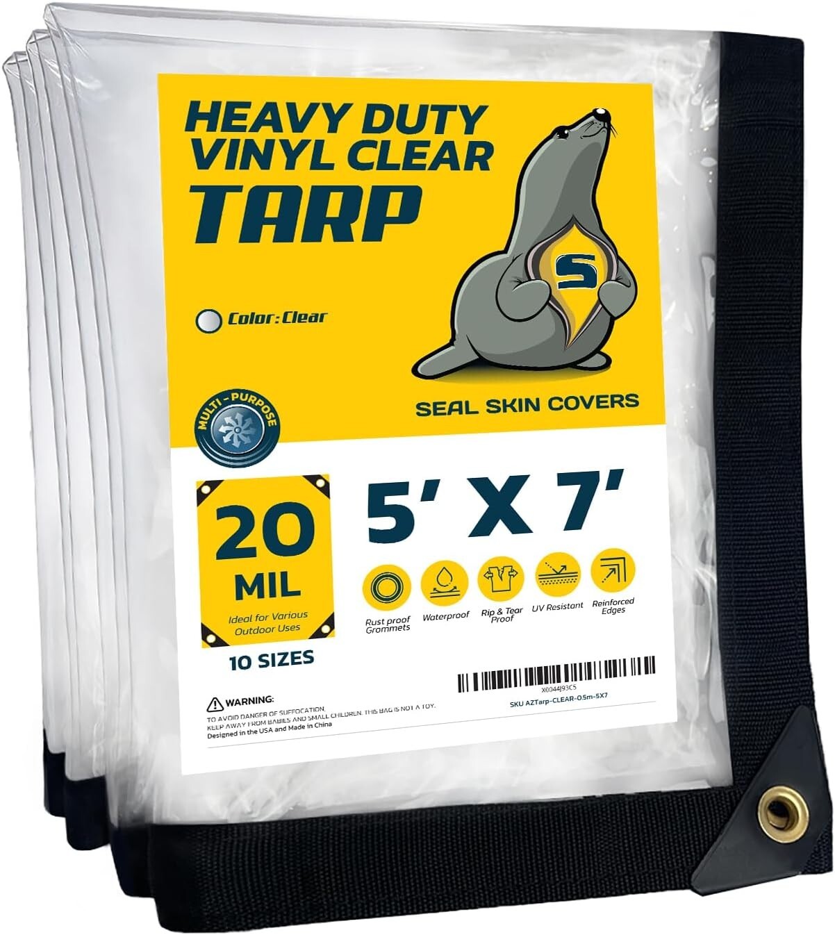 Seal Skin Clear Tarps 20 mil Heavy Duty Waterproof Transparent Vinyl Tarpaulin Seal Skin Clear Tarps 20 mil Heavy Duty Waterproof Transparent Vinyl Tarpaulin