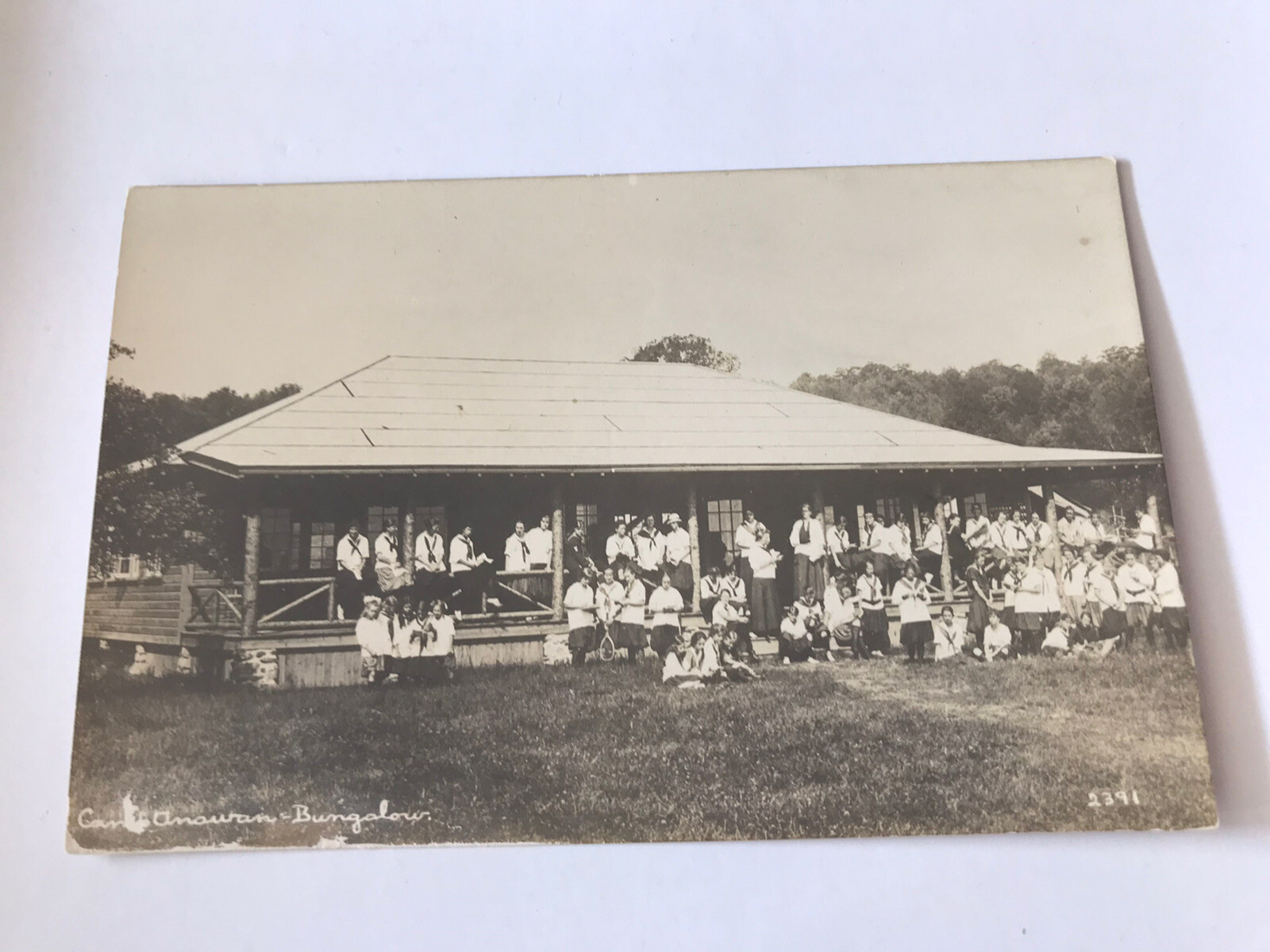 Camp Anawan New Hampshire Lots Girls in front of Bungalow Camp Meredith NH Camp Anawan New Hampshire Lots Girls in front of Bungalow Camp Meredith NH