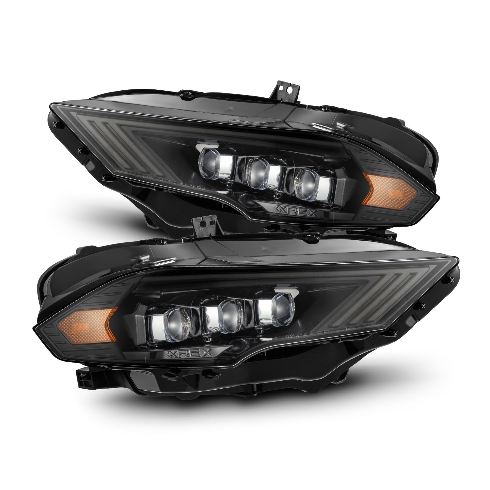 For 18-23 Ford Mustang AlphaRex Nova Alpha Black LED Projector Headlights Lamps